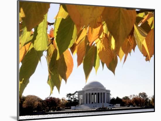 Fall Foliage Frames the Jefferson Memorial on the Tidal Basin Near the White House-Ron Edmonds-Mounted Photographic Print