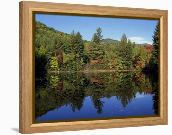 Fall Foliage Reflected in a Lake, Near Jackson, New Hampshire, New England, USA-Fraser Hall-Framed Premier Image Canvas