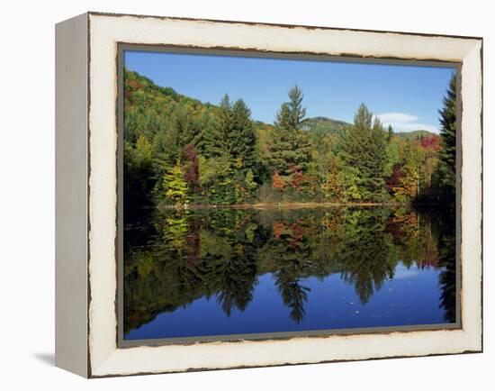 Fall Foliage Reflected in a Lake, Near Jackson, New Hampshire, New England, USA-Fraser Hall-Framed Premier Image Canvas