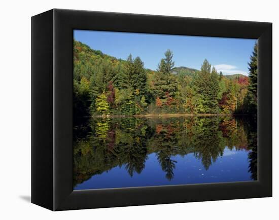 Fall Foliage Reflected in a Lake, Near Jackson, New Hampshire, New England, USA-Fraser Hall-Framed Premier Image Canvas