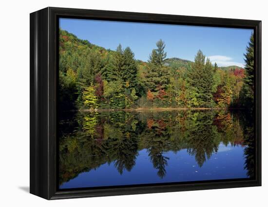 Fall Foliage Reflected in a Lake, Near Jackson, New Hampshire, New England, USA-Fraser Hall-Framed Premier Image Canvas