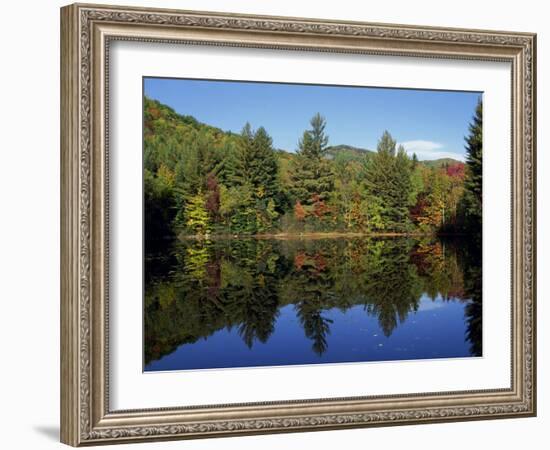 Fall Foliage Reflected in a Lake, Near Jackson, New Hampshire, New England, USA-Fraser Hall-Framed Photographic Print