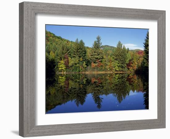 Fall Foliage Reflected in a Lake, Near Jackson, New Hampshire, New England, USA-Fraser Hall-Framed Photographic Print