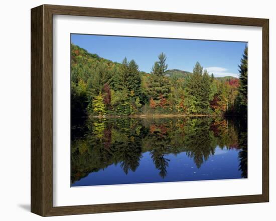 Fall Foliage Reflected in a Lake, Near Jackson, New Hampshire, New England, USA-Fraser Hall-Framed Photographic Print