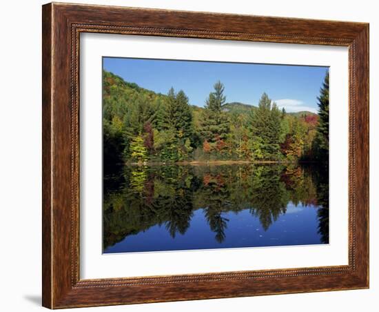 Fall Foliage Reflected in a Lake, Near Jackson, New Hampshire, New England, USA-Fraser Hall-Framed Photographic Print