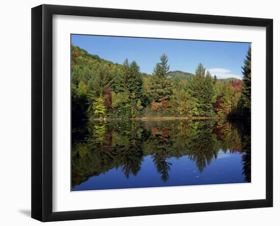 Fall Foliage Reflected in a Lake, Near Jackson, New Hampshire, New England, USA-Fraser Hall-Framed Photographic Print