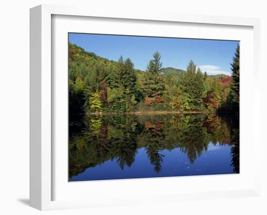 Fall Foliage Reflected in a Lake, Near Jackson, New Hampshire, New England, USA-Fraser Hall-Framed Photographic Print