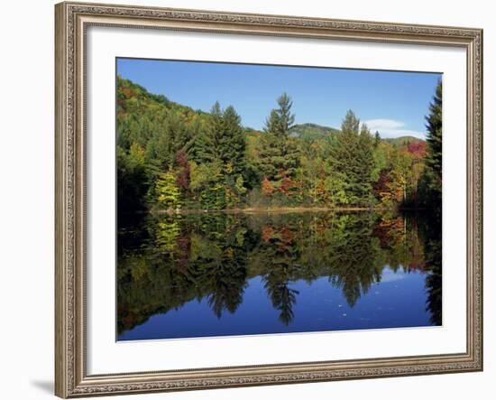 Fall Foliage Reflected in a Lake, Near Jackson, New Hampshire, New England, USA-Fraser Hall-Framed Photographic Print