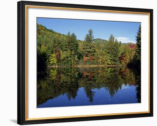 Fall Foliage Reflected in a Lake, Near Jackson, New Hampshire, New England, USA-Fraser Hall-Framed Photographic Print