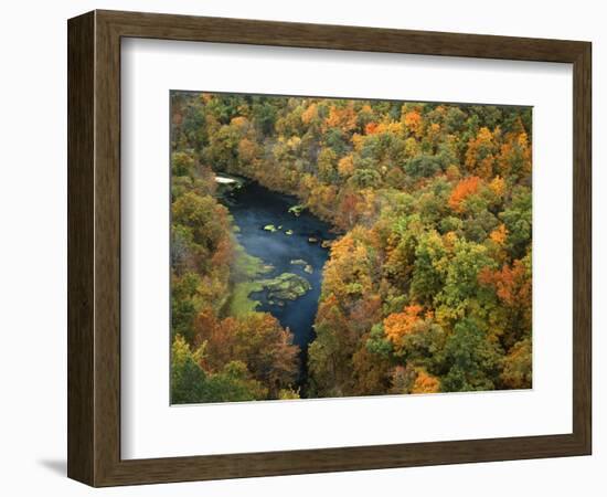 Fall forest and Ha Ha Tonka Spring, Ha Ha Tonka State Park, Missouri, USA-Charles Gurche-Framed Photographic Print