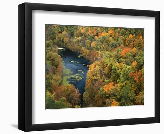 Fall forest and Ha Ha Tonka Spring, Ha Ha Tonka State Park, Missouri, USA-Charles Gurche-Framed Photographic Print