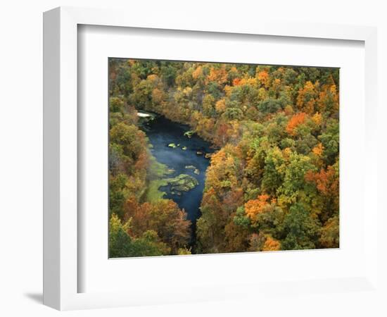 Fall forest and Ha Ha Tonka Spring, Ha Ha Tonka State Park, Missouri, USA-Charles Gurche-Framed Photographic Print