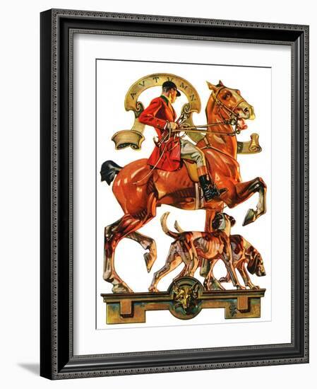 "Fall Foxhunting,"October 19, 1929-Joseph Christian Leyendecker-Framed Premium Giclee Print