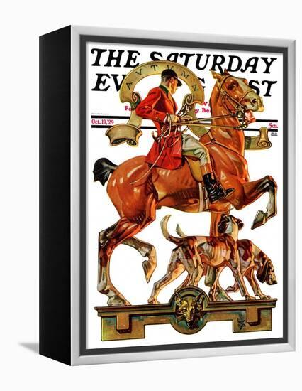 "Fall Foxhunting," Saturday Evening Post Cover, October 19, 1929-Joseph Christian Leyendecker-Framed Premier Image Canvas