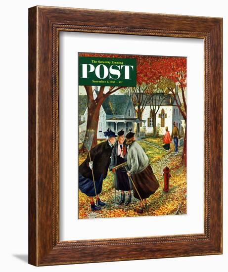 "Fall Gab Session" Saturday Evening Post Cover, November 7, 1953-Constantin Alajalov-Framed Giclee Print