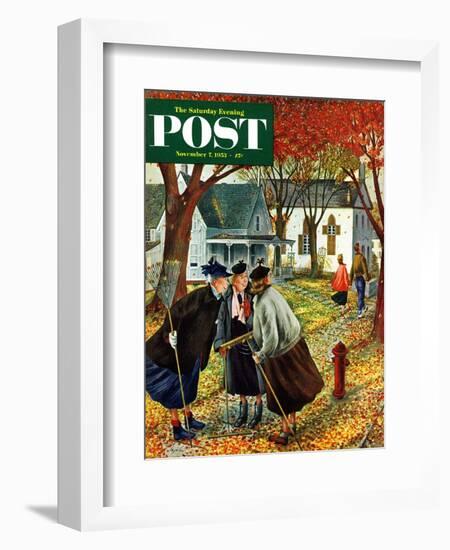 "Fall Gab Session" Saturday Evening Post Cover, November 7, 1953-Constantin Alajalov-Framed Giclee Print