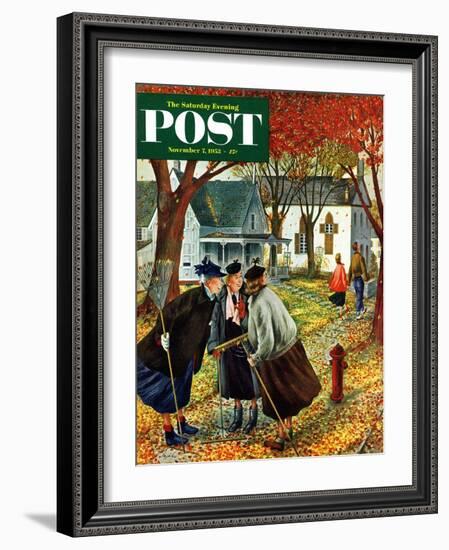 "Fall Gab Session" Saturday Evening Post Cover, November 7, 1953-Constantin Alajalov-Framed Giclee Print