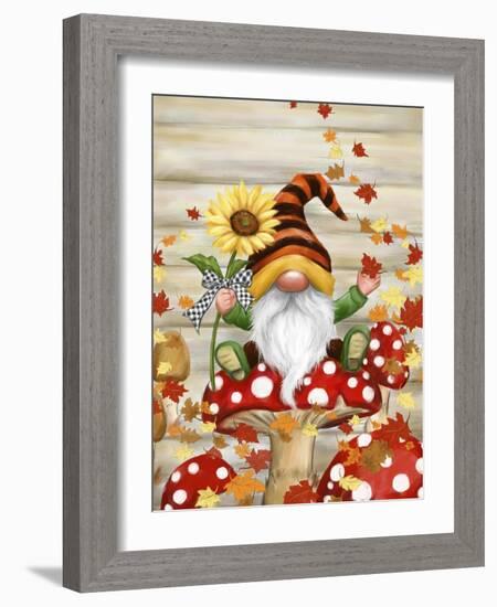 Fall Gnome on Mushroom-MAKIKO-Framed Giclee Print