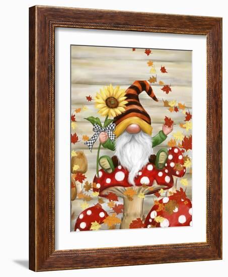 Fall Gnome on Mushroom-MAKIKO-Framed Giclee Print