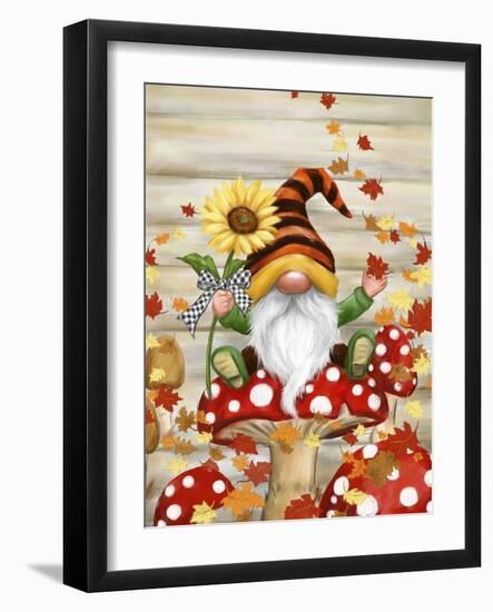 Fall Gnome on Mushroom-MAKIKO-Framed Giclee Print