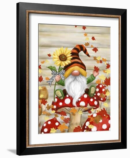 Fall Gnome on Mushroom-MAKIKO-Framed Giclee Print