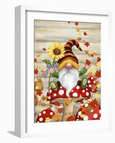 Fall Gnome on Mushroom-MAKIKO-Framed Giclee Print