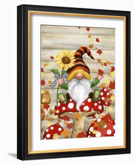 Fall Gnome on Mushroom-MAKIKO-Framed Giclee Print