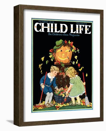 Fall Harvest - Child Life, October 1928-Hazel Frazee-Framed Premium Giclee Print