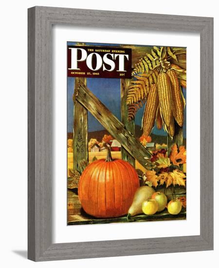"Fall Harvest," Saturday Evening Post Cover, October 27, 1945-John Atherton-Framed Giclee Print