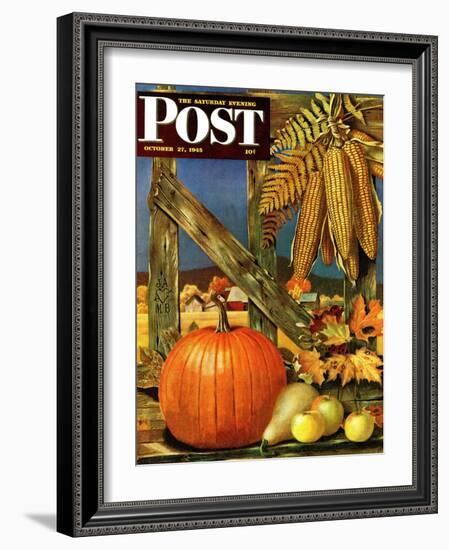 "Fall Harvest," Saturday Evening Post Cover, October 27, 1945-John Atherton-Framed Giclee Print