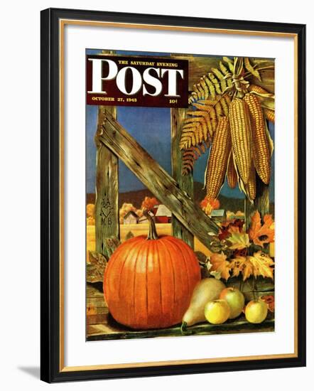 "Fall Harvest," Saturday Evening Post Cover, October 27, 1945-John Atherton-Framed Giclee Print