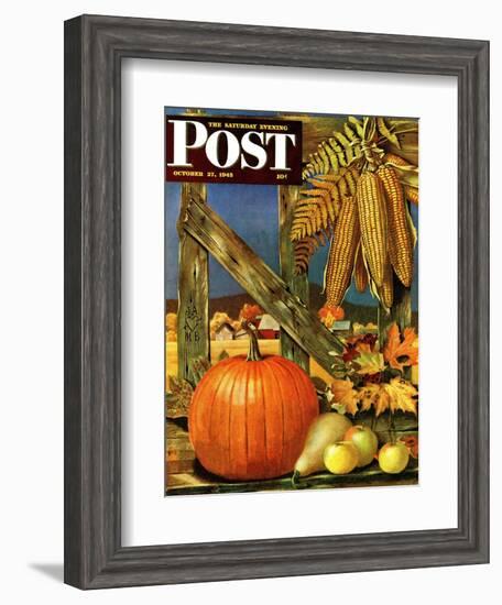 "Fall Harvest," Saturday Evening Post Cover, October 27, 1945-John Atherton-Framed Giclee Print