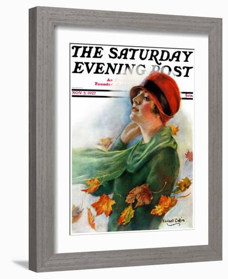 "Fall Leaves," Saturday Evening Post Cover, November 5, 1927-William Haskell Coffin-Framed Giclee Print