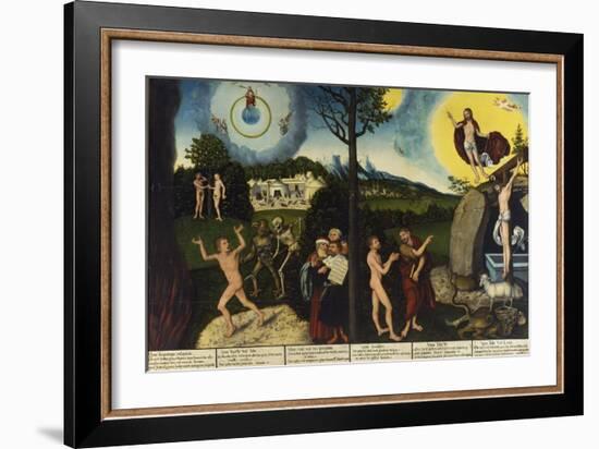 Fall of Man Kind and Salvation, Altarpiece, 1529-Lucas Cranach the Elder-Framed Giclee Print