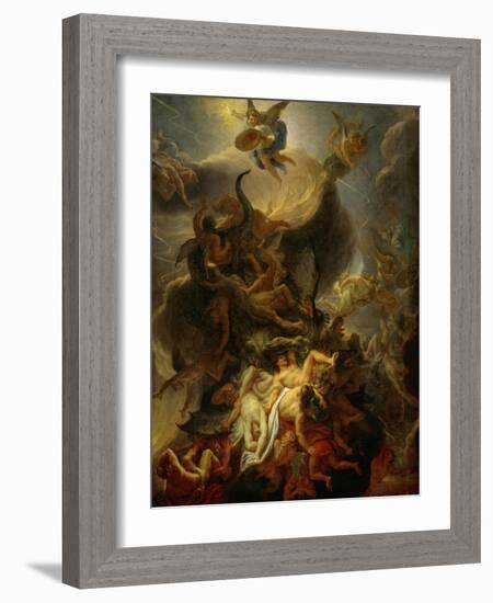 Fall of the Rebel Angels, Project for a Ceiling in the Chateau of Versailles-Charles Le Brun-Framed Giclee Print