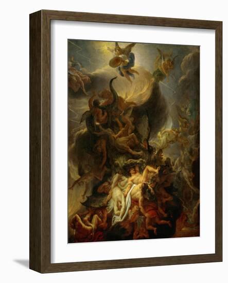 Fall of the Rebel Angels, Project for a Ceiling in the Chateau of Versailles-Charles Le Brun-Framed Giclee Print