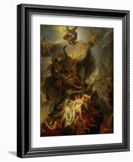 Fall of the Rebel Angels, Project for a Ceiling in the Chateau of Versailles-Charles Le Brun-Framed Giclee Print