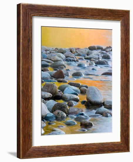 Fall Reflections Among the Cobblestones in the Saco River, White Mountains, New Hampshire, USA-Jerry & Marcy Monkman-Framed Photographic Print