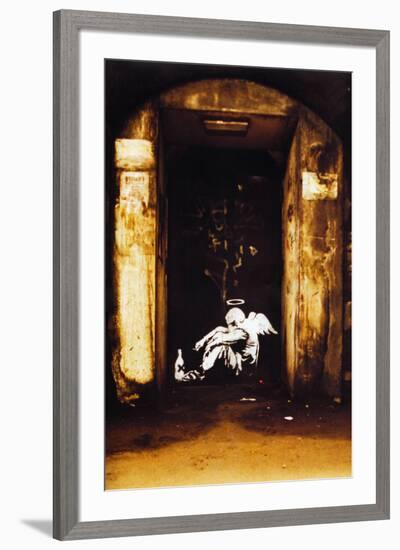 Fallen Angel Smoking Drinking-null-Framed Art Print