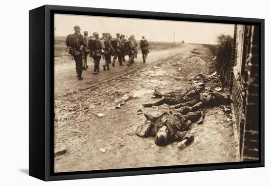 Fallen English after Street Fighting at the Village of Moreuil (B/W Photo)-German photographer-Framed Premier Image Canvas