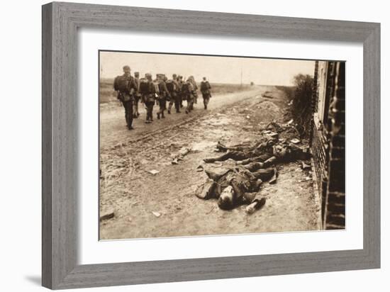 Fallen English after Street Fighting at the Village of Moreuil (B/W Photo)-German photographer-Framed Giclee Print