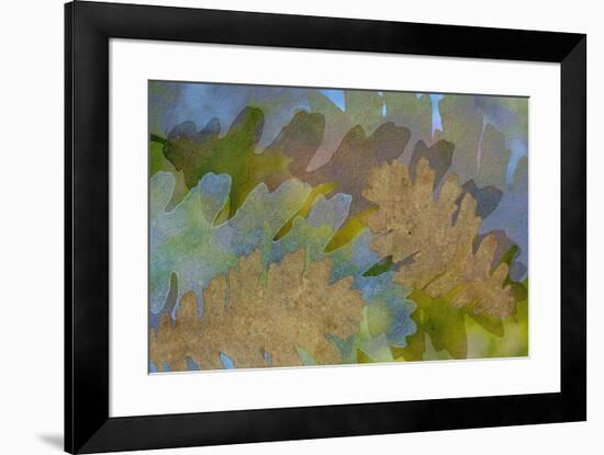 Fallen Leaves Green Golden-Cora Niele-Framed Giclee Print