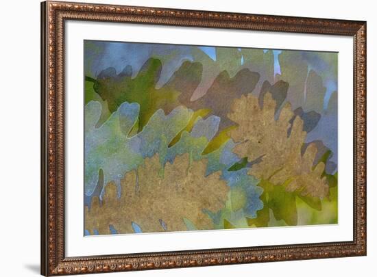 Fallen Leaves Green Golden-Cora Niele-Framed Giclee Print