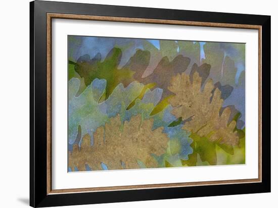 Fallen Leaves Green Golden-Cora Niele-Framed Giclee Print