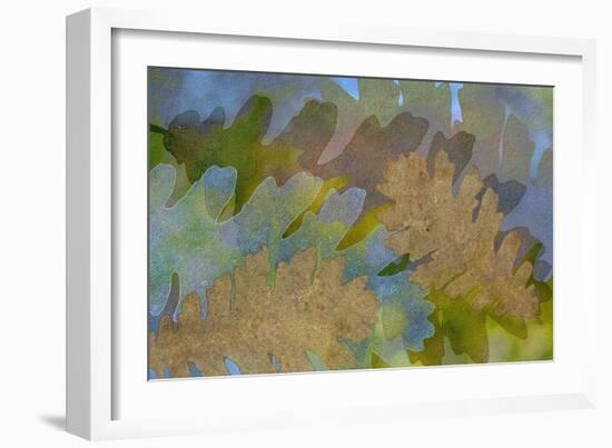 Fallen Leaves Green Golden-Cora Niele-Framed Giclee Print