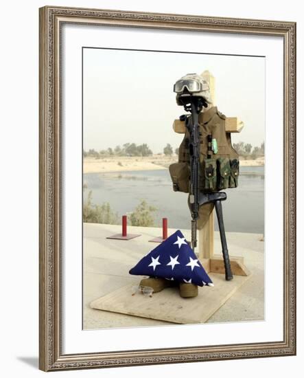 Fallen Soldier's Gear, Camp Baharia, Iraq, June 12, 2007-Stocktrek Images-Framed Photographic Print