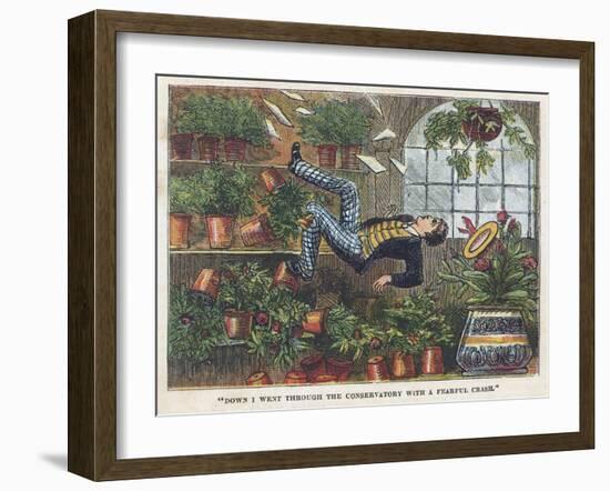 Falling Through the Conservatory Roof-English School-Framed Giclee Print