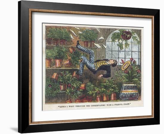 Falling Through the Conservatory Roof-English School-Framed Giclee Print