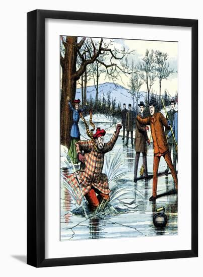 Falling Through the Ice During a Curling Game-null-Framed Art Print