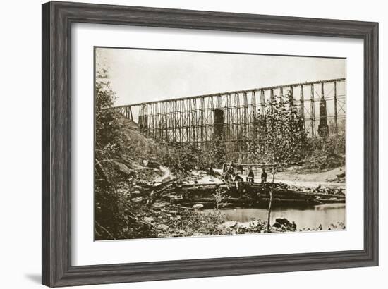 Falling Water Bridge, Nashville and Chattanooga Railroad, 1861-65-Mathew Brady-Framed Giclee Print